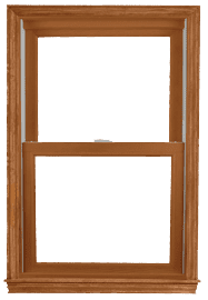 doubt hung window with stained exterior